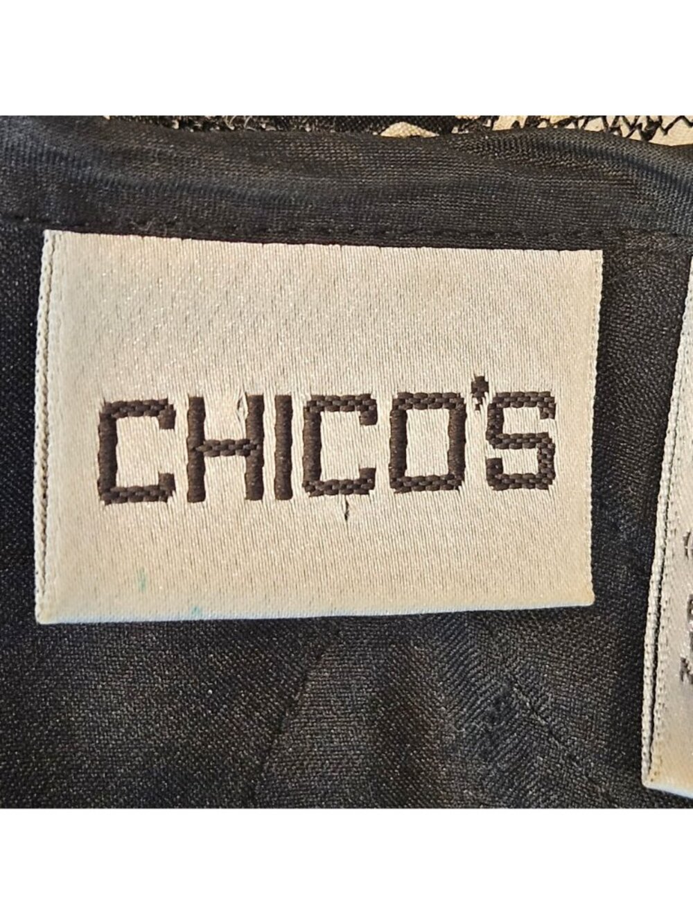 Chicos Black White Embroidered Silk Jacket Womens XL Floral Career Office Boho - Picture 9 of 12